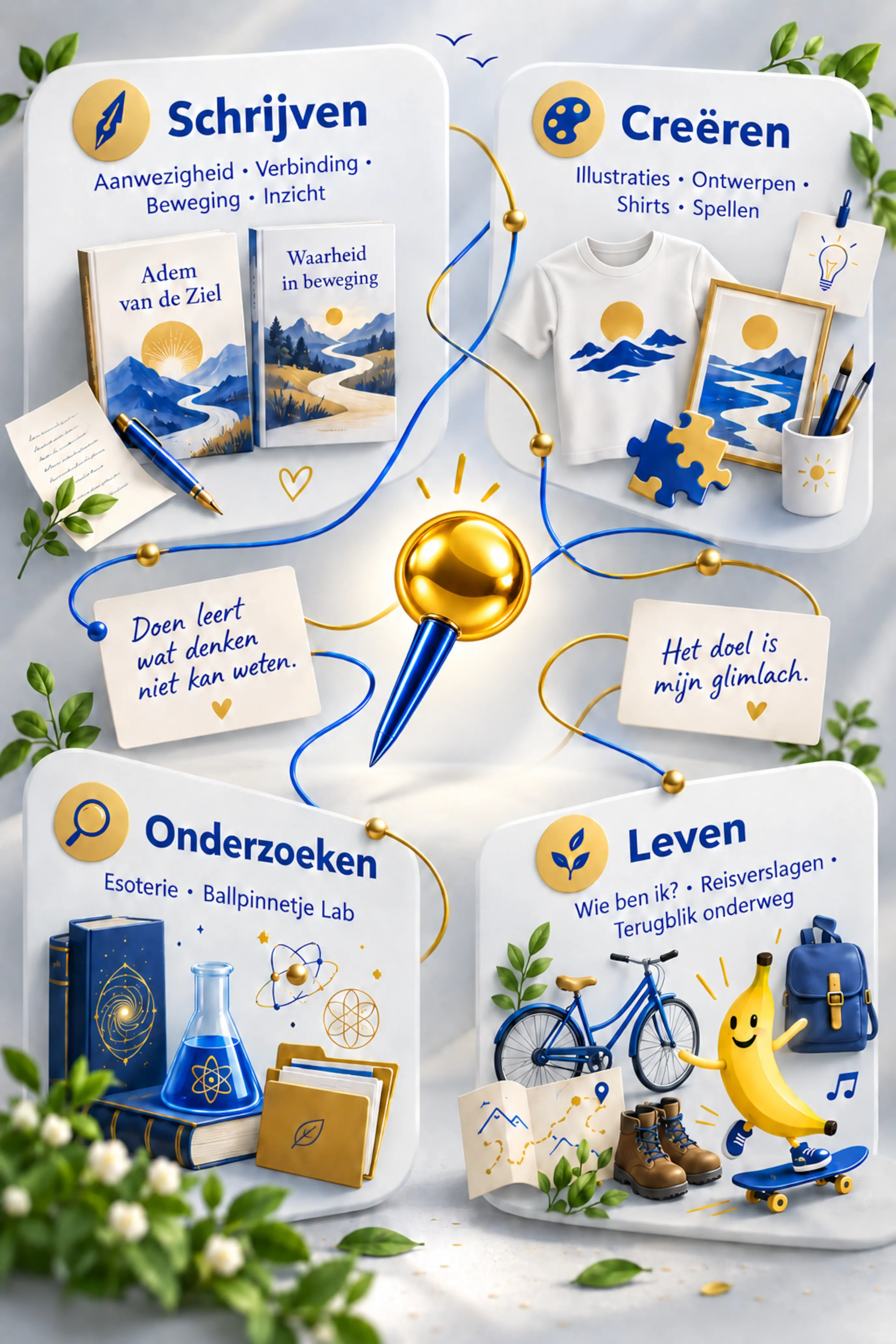 Ballpinnetje Lab: een levende werkruimte waarin creativiteit, onderzoek, beweging, natuur, AI, schrijven en ideeën samenkomen.